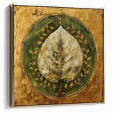 Framed wall art featuring a vibrant floral and botanical design in silver and gold tones, set against a neutral background, perfect for home decor enhancement.