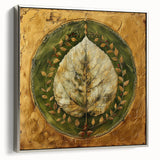 Framed canvas wall art showcasing a vibrant floral design with delicate leaves, highlighted by a sleek silver frame, perfect for modern decor.