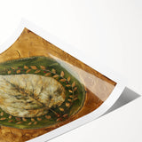 Rolled print of vibrant floral and botanical wall art showcasing intricate flower and leaf designs in rich colors, ideal for home decor and artistic settings.