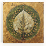 Vibrant floral and botanical wall art print on stretched canvas, showcasing intricate details of colorful flowers and lush green leaves, perfect for home decor.