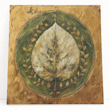 Stretched canvas wall art showcasing a vibrant floral design with lush green leaves, perfect for brightening up home decor. Ideal for nature lovers and art enthusiasts.