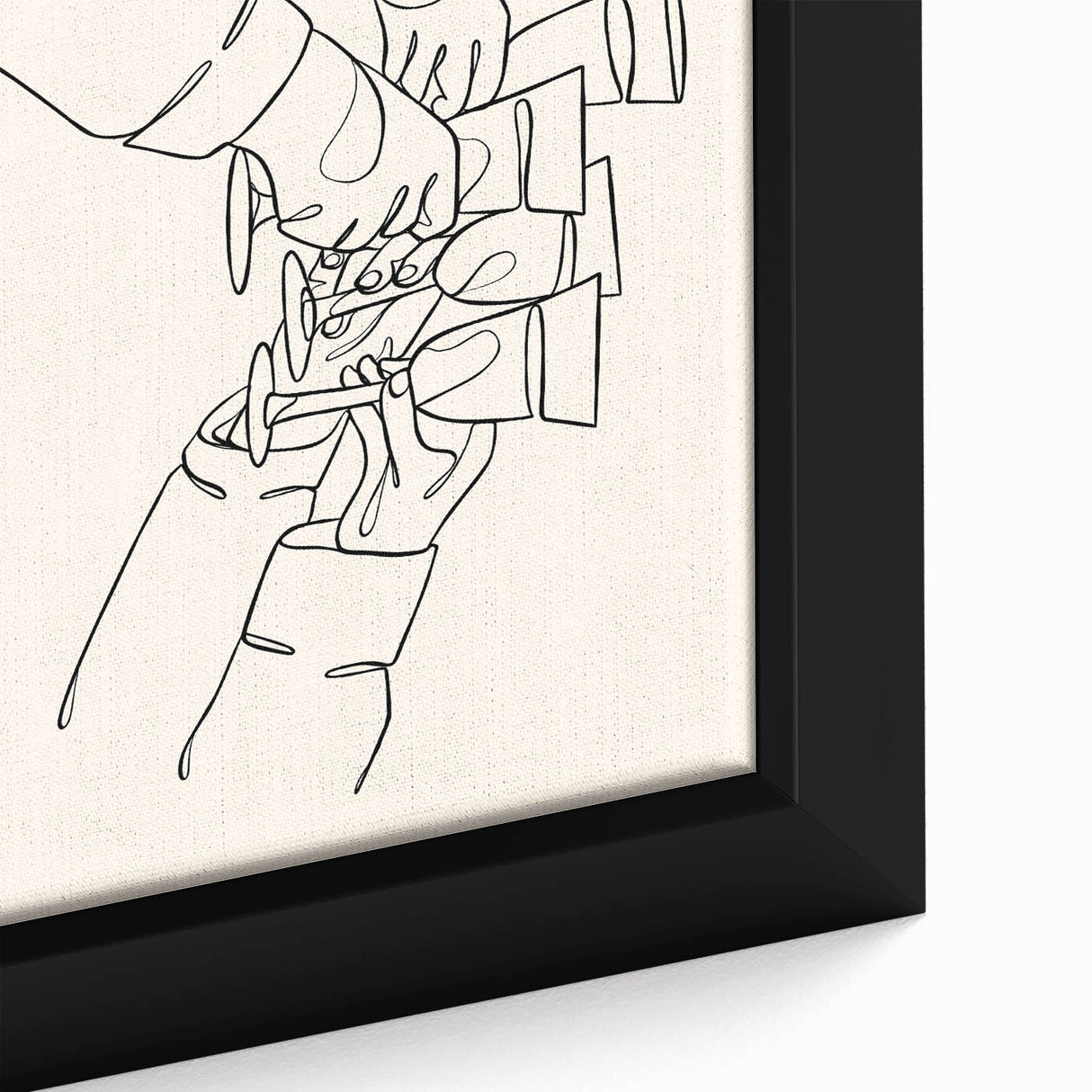 Black wall art featuring a close-up of colorful, textured food and drinks on a framed canvas, ideal for living room decor.
