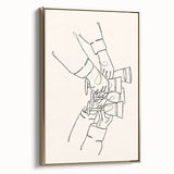 Framed canvas featuring a vintage poster art of a black landscape painting, ideal for bedroom wall decor.