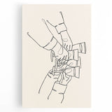 Large black and white stretched canvas featuring assorted kitchen utensils, ideal for kitchen wall art.