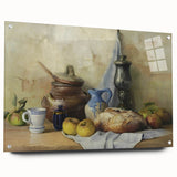 Acrylic print of large abstract fruit motifs in vibrant colors, ideal for dining room decor.