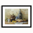 Extra large abstract art print featuring vibrant, textured depiction of assorted fruits, framed in black.