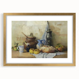 Extra large abstract art print featuring textured fruits in vibrant colors, framed with a gold mat.