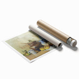 Extra large rolled print featuring a detailed floral art design in vibrant colors, ideal for classy bathroom wall art.