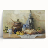 Black and white photo of assorted fruits on stretched canvas, ideal for kitchen wall art.