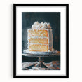 Extra large abstract art print featuring colorful pastries, textured details on a framed black mat.