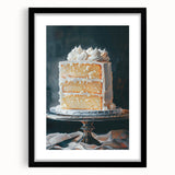 Extra large abstract art print featuring colorful pastries, textured details on a framed black mat.