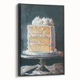 Black and white framed canvas featuring a vintage poster art of assorted pastries, ideal for bedroom wall decor.