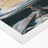Art deco poster featuring assorted pastries in soft pastel colors on rolled canvas, suitable for dining room decor.