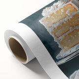 Art Deco poster of assorted pastries in soft pastel shades on rolled canvas, ideal for nursery wall art or dining room decor.