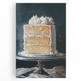 Black and white photo of assorted pastries on stretched canvas, ideal for kitchen wall art.