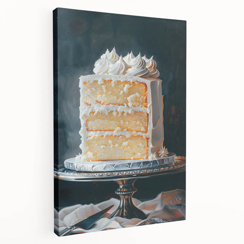 Large canvas print of assorted pastries in pastel shades, ideal for kitchen wall art.
