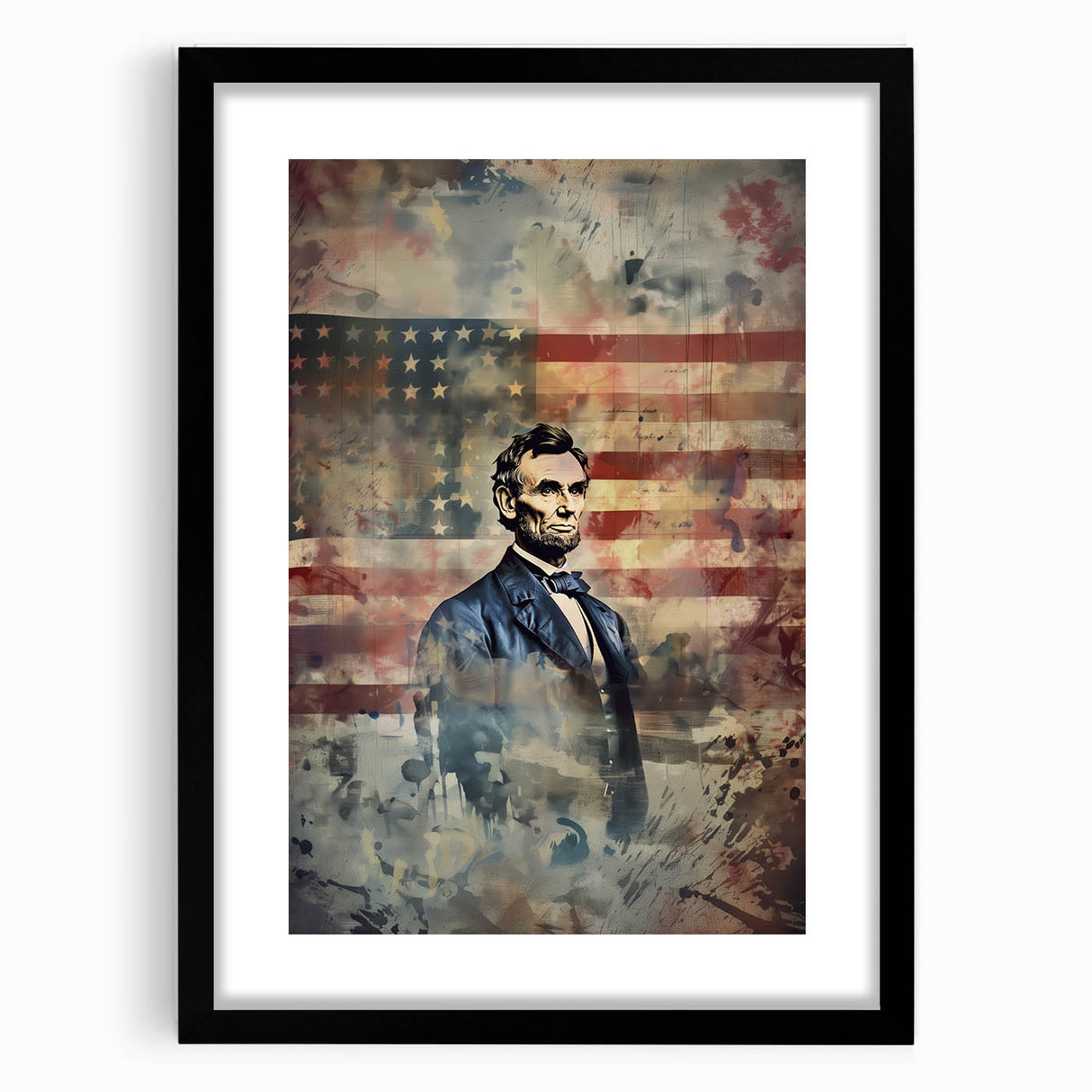 Abraham Lincoln & American Flag - USA Wall Art for Independence Day
