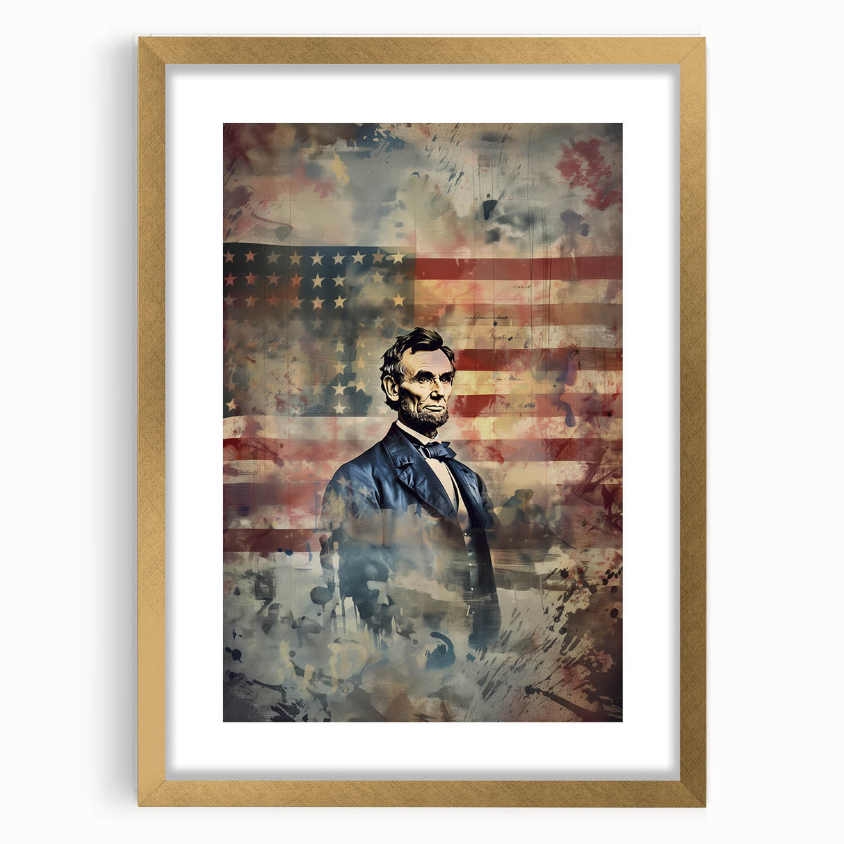Abraham Lincoln & American Flag - USA Wall Art for Independence Day