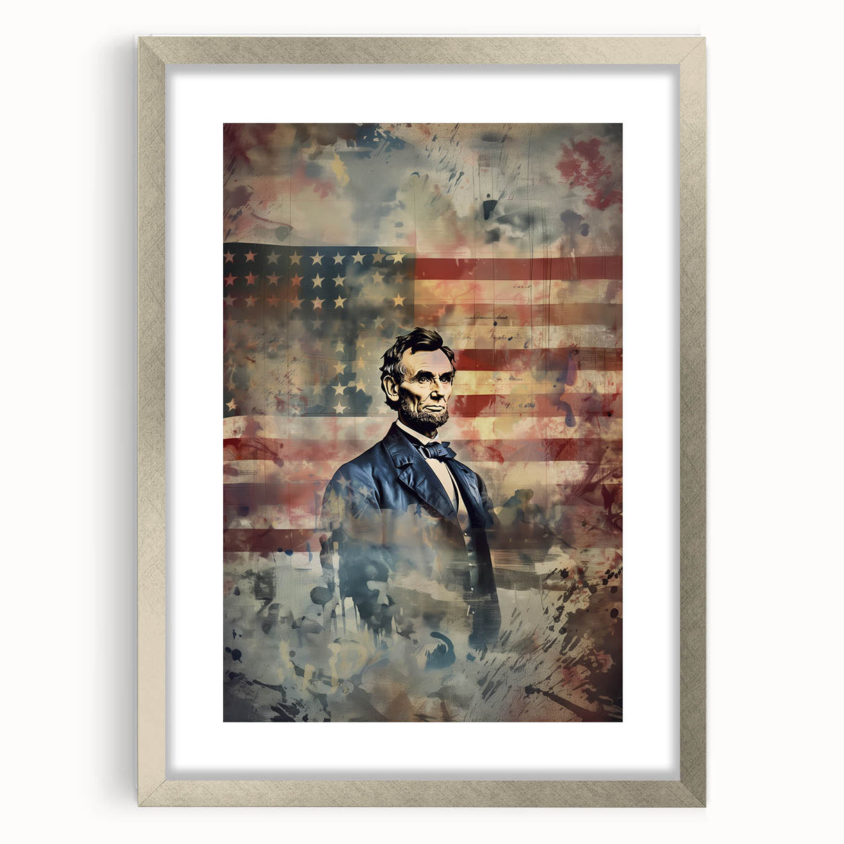 Abraham Lincoln & American Flag - USA Wall Art for Independence Day