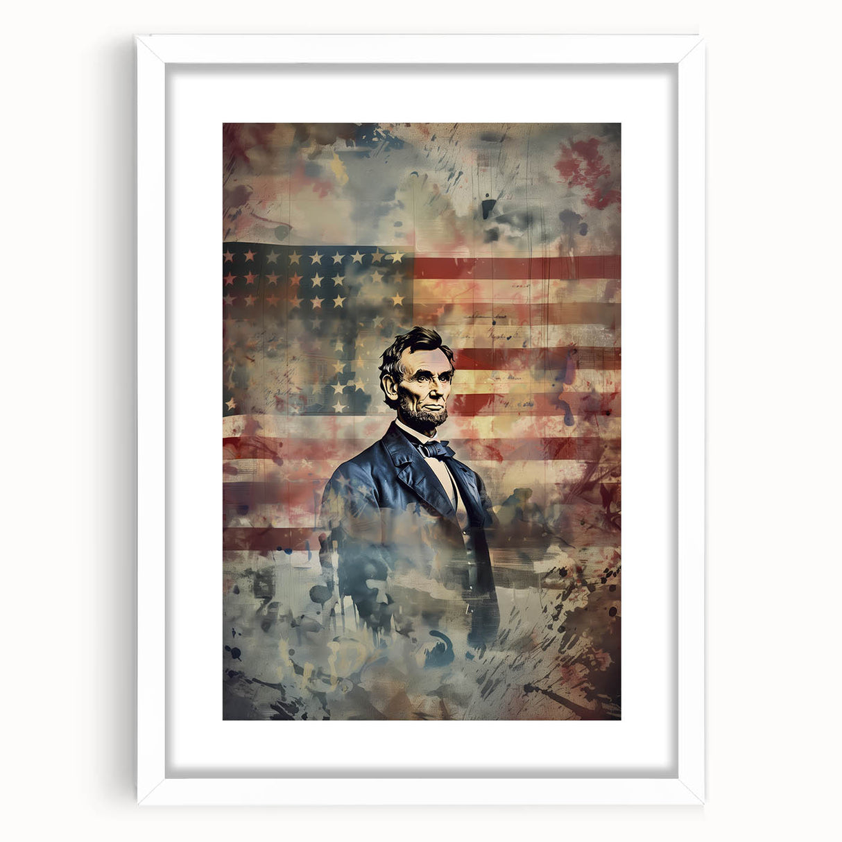 Abraham Lincoln & American Flag - USA Wall Art for Independence Day