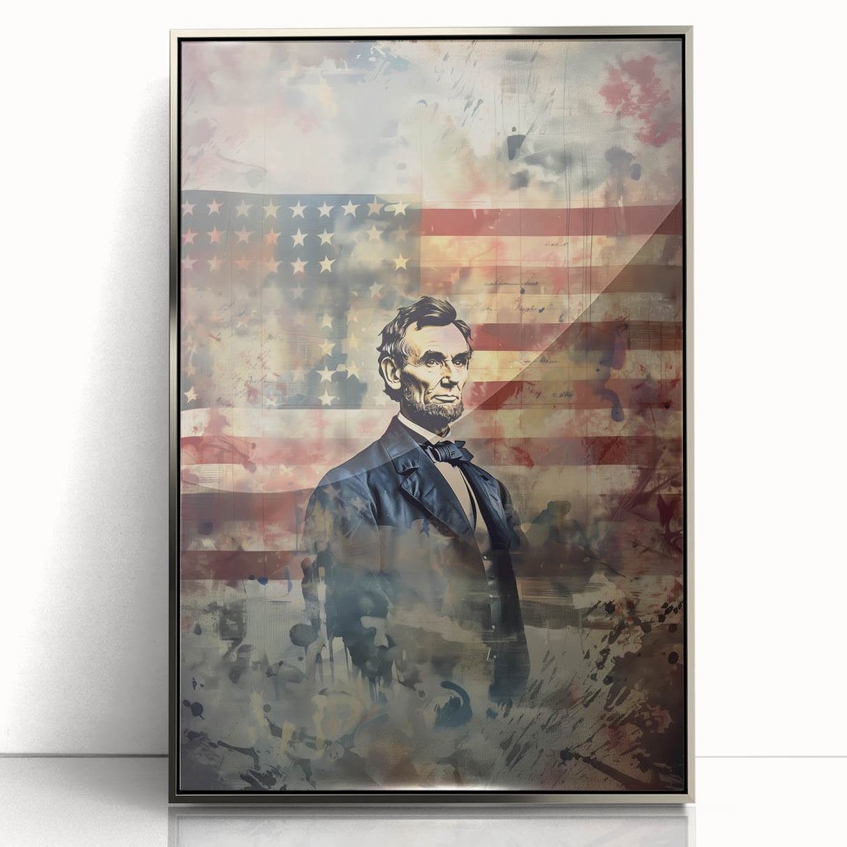 Abraham Lincoln & American Flag - USA Wall Art for Independence Day