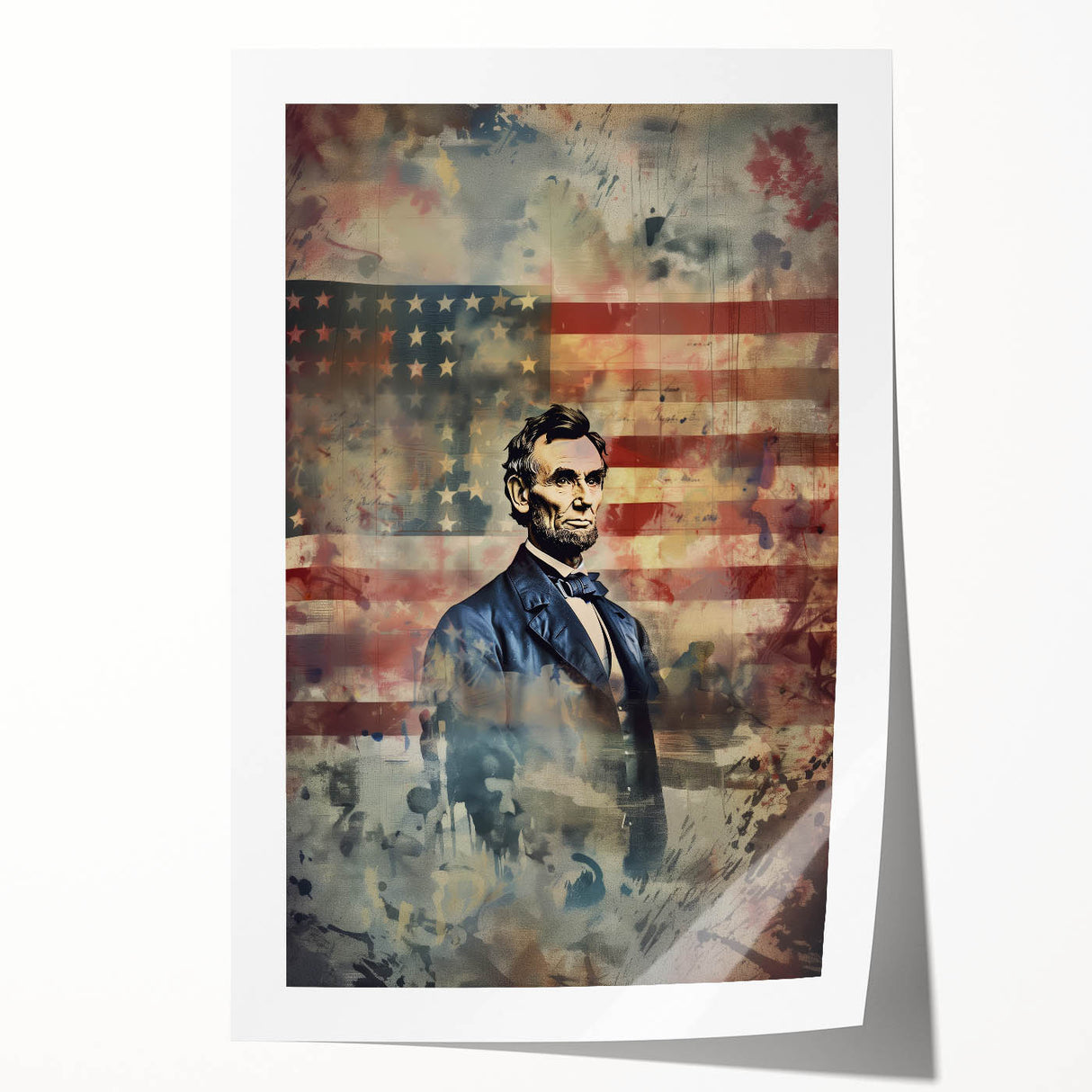Abraham Lincoln & American Flag - USA Wall Art for Independence Day