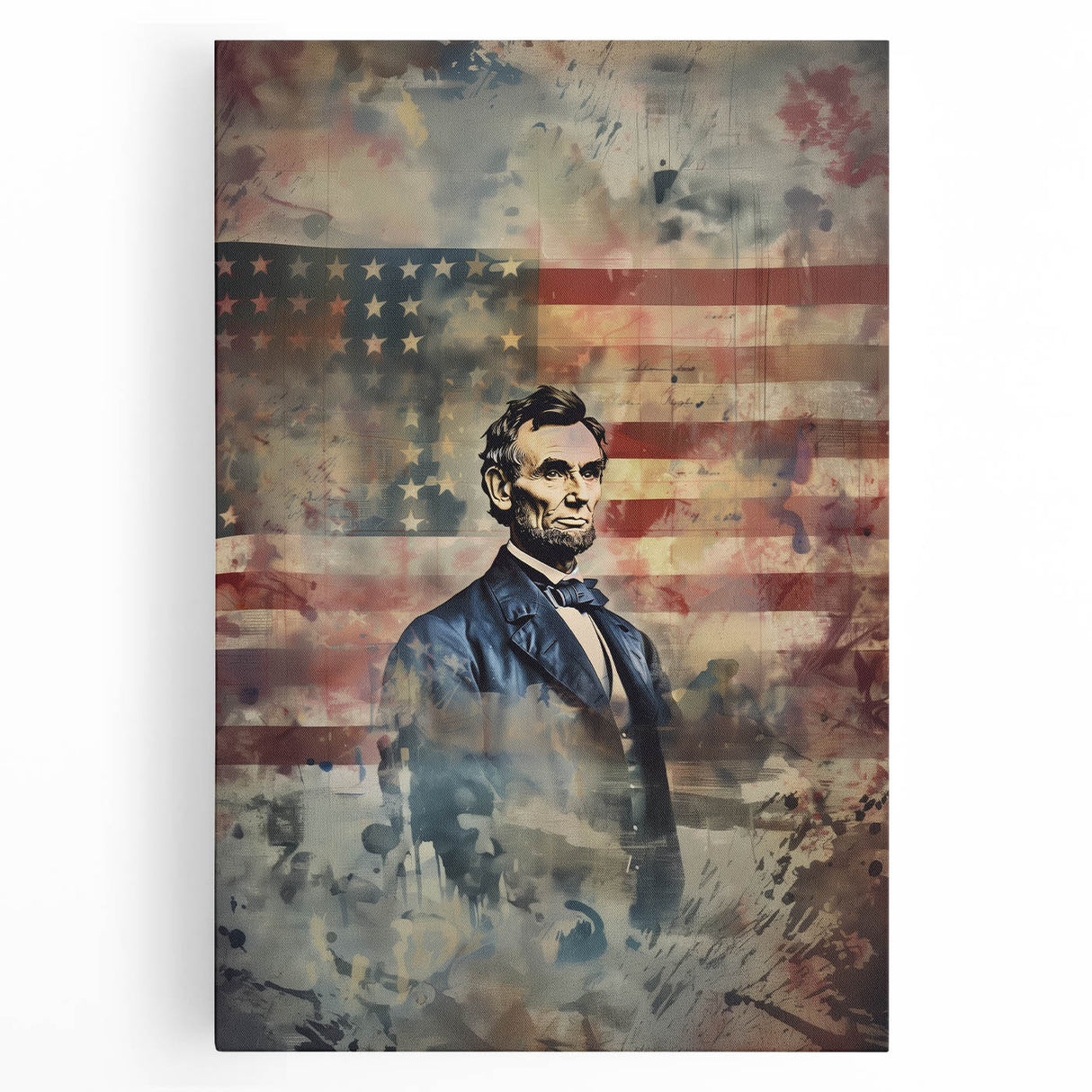 Abraham Lincoln & American Flag - USA Wall Art for Independence Day