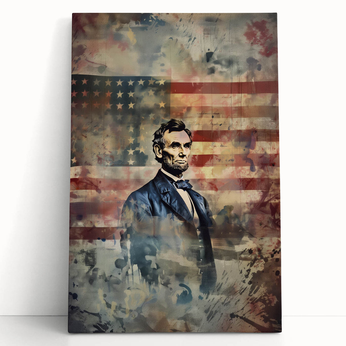 Abraham Lincoln & American Flag - USA Wall Art for Independence Day