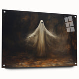 Haunted Ghost Halloween Wall Art - Spooky Gothic Oil Painting