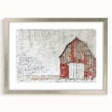 Framed barn landscape wall art featuring a silver mat and sleek design, perfect for home decor. Ideal for rustic or modern interiors, enhancing any living space.