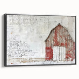 Framed black barn wall art in landscape format, showcasing rustic charm with earthy tones and textured details, perfect for enhancing home decor aesthetics.
