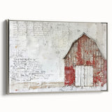 Framed landscape barn wall art in silver, showcasing a serene rural scene with vibrant colors and detailed textures, perfect for home decor enhancement.