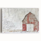 Stretched canvas wall art depicting a rustic barn landscape scene with vibrant colors, ideal for farmhouse decor, enhancing any living space with charm.