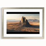 Desert landscape framed art with a silver mat showcasing warm earthy tones, ideal for contemporary home decor, enhancing living spaces with nature-inspired aesthetics.