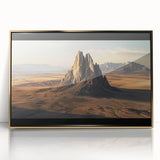 Framed acrylic artwork depicting a serene desert landscape with vibrant gold accents, perfect for modern home decor and art enthusiasts. Rich colors and intricate details evoke a tranquil atmosphere, enhancing any living space with a touch of elegance.