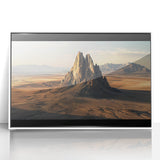 Framed acrylic artwork depicting a serene desert landscape with vibrant hues of orange and blue, enhancing modern home decor. Ideal for nature lovers and art enthusiasts.