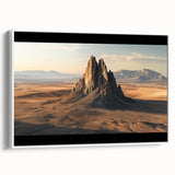 Framed canvas artwork depicting a serene desert landscape, showcasing warm tones of orange and beige with a white frame, perfect for modern home décor.