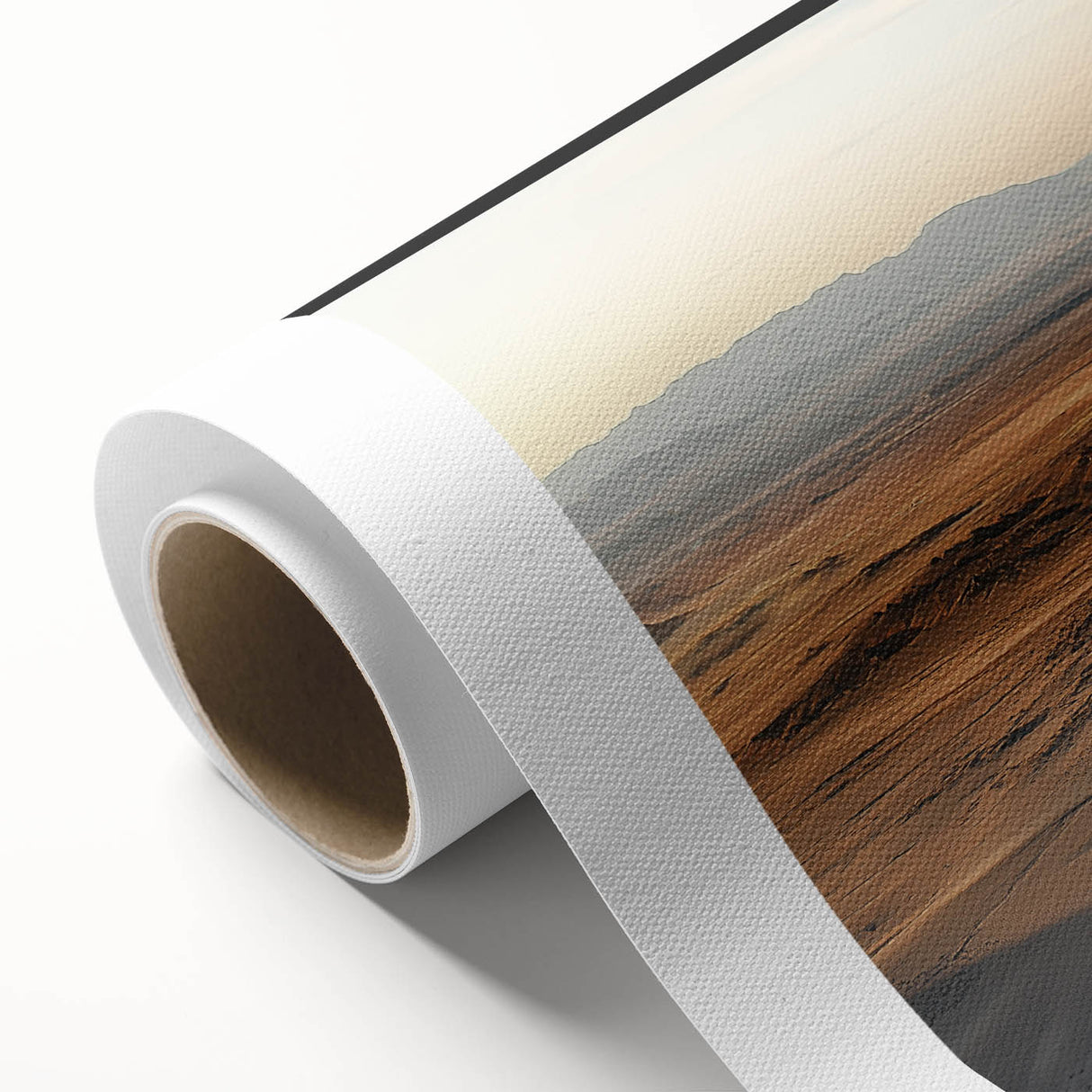 Vibrant rolled canvas artwork showcasing a stunning desert landscape, featuring rich earthy tones and intricate details, designed to enhance any space's decor.