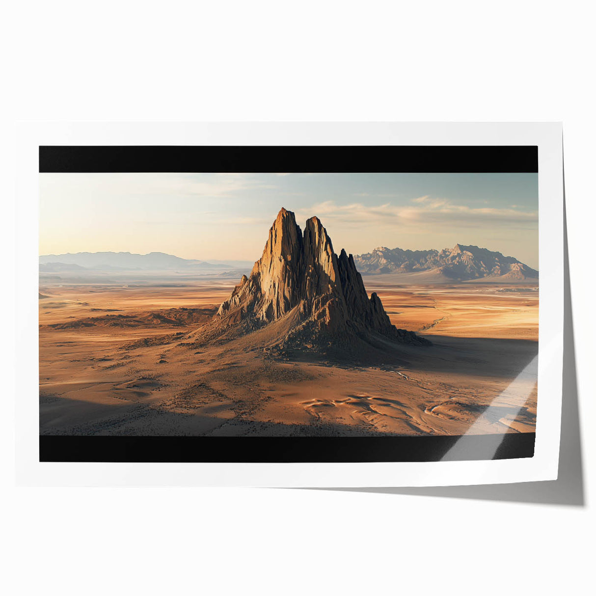 Desert landscape rolled canvas print showcasing vibrant hues of orange and yellow with intricate details, packaged securely in a sturdy tube for shipping. Perfect for home decor enthusiasts seeking a touch of natural beauty.