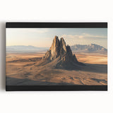 Vibrant stretched canvas artwork depicting a stunning desert landscape with warm tones of orange and yellow, perfect for home decor and enhancing living spaces.