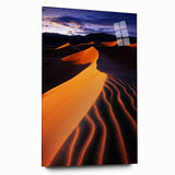 Acrylic glass artwork showcasing a stunning side view of serene sand dunes, highlighting soft earthy tones and intricate textures, perfect for modern decor.