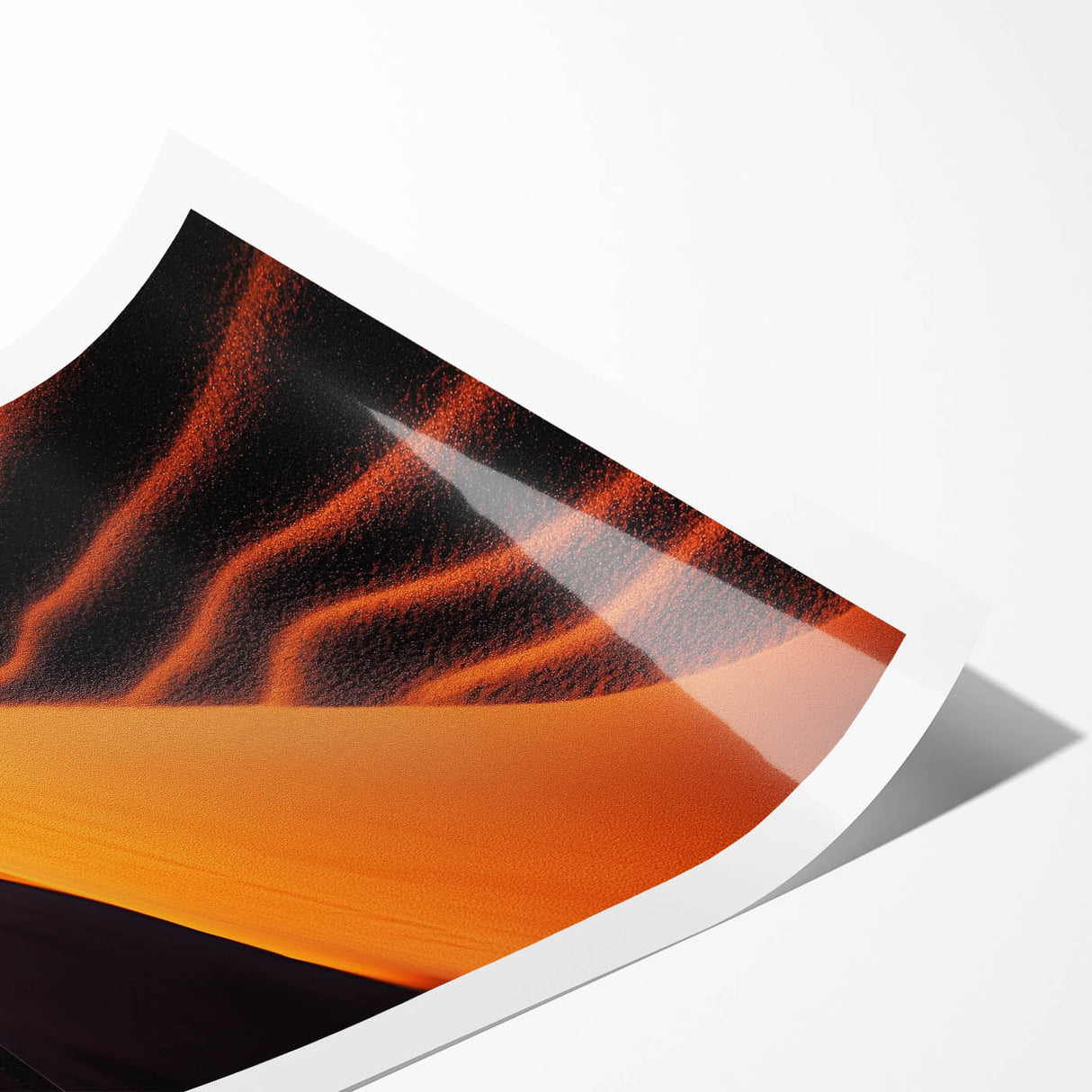 Rolled landscape canvas print showcasing serene sand dunes in warm, golden tones, elegantly packaged in a protective cardboard tube for easy storage and display.