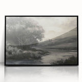 Framed acrylic artwork showcasing a vibrant landscape design with a sleek black frame, perfect for modern home decor. Ideal for adding a touch of nature to any room.