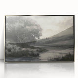 Framed acrylic landscape artwork in silver showcasing vibrant colors and intricate details, perfect for modern home decor and art enthusiasts.