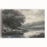 Stretched canvas artwork showcasing a vibrant landscape design with rich colors and intricate details, ideal for home decor and interior design projects.