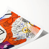 Retro Vibes Pop Art Wall Art – Bold Orange, Blue, and Purple Canvas