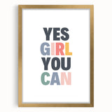 Yes Girl You Can Typography Art – Motivational Wall Decor