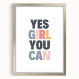 Yes Girl You Can Typography Art – Motivational Wall Decor
