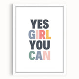 Yes Girl You Can Typography Art – Motivational Wall Decor
