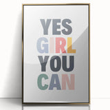 Yes Girl You Can Typography Art – Motivational Wall Decor